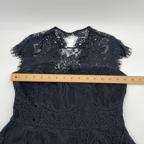 New BB DAKOTA Womens Black Dress Size 4  Open Back Lace Whimsy Goth Party - Picture 6 of 10